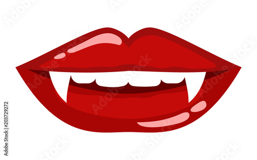 Vampire lips isolated on white background.