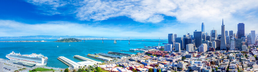Fototapete San Francisco Luftaufnahme von San Francisco Bay Panorama  © ronniechua