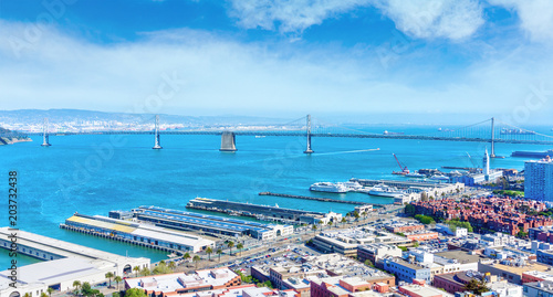 Port of San Francisco and Bay Bridge at The Embarcadero