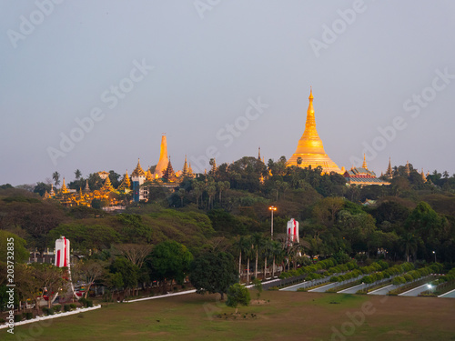 The Shwedagon Pagoda in Yangon, Myanmar