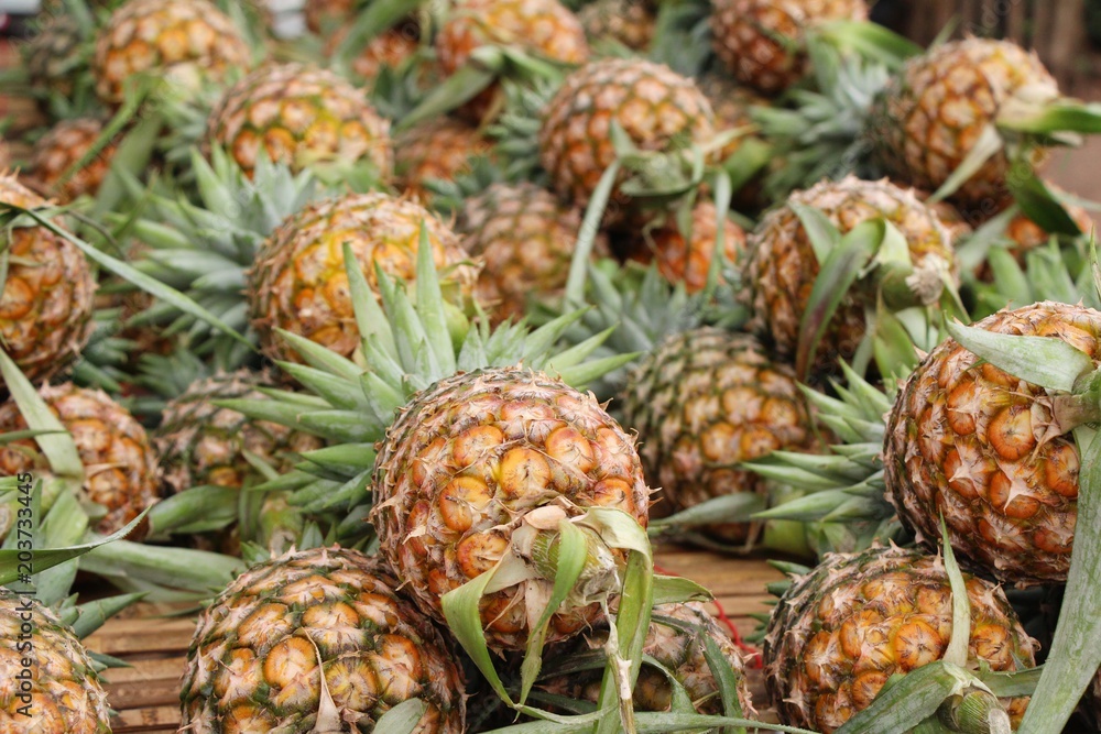 Fresh pineapple is delicious in street food Fresh pineapple is delicious in street food