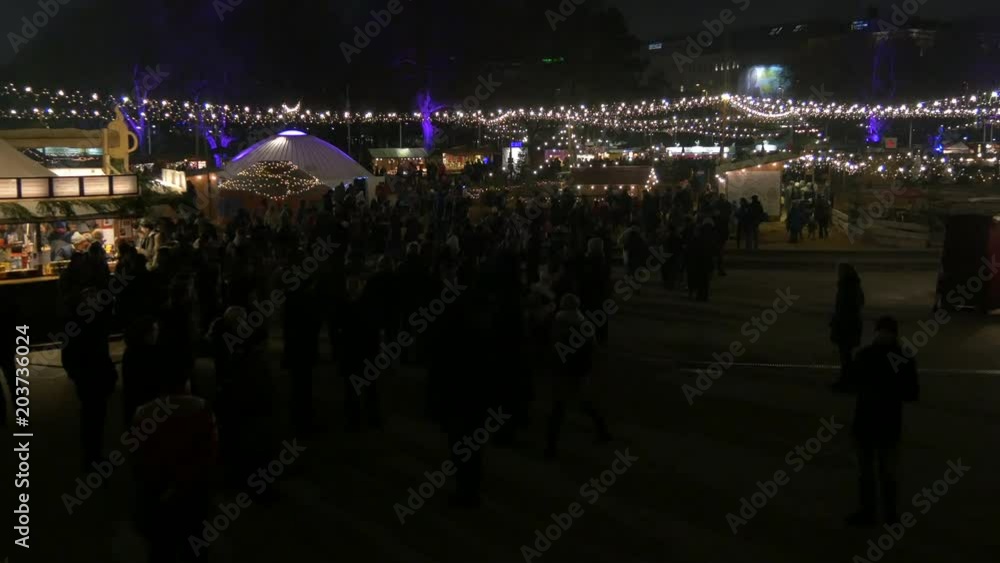 People at Karlsplatz Christmas market People at Karlsplatz Christmas market