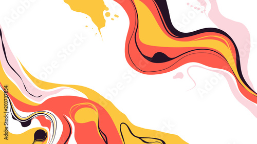 Abstract ink marbling background, painting on water style, warm tone