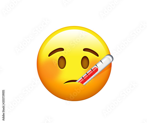 Fotografía Emoji ill yellow sad face with heat probe icon