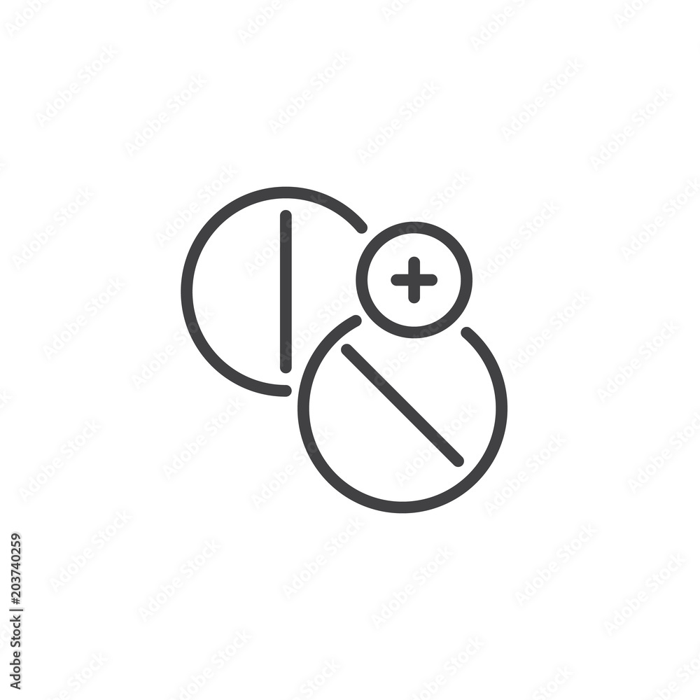 Medical tablets with cross outline icon. linear style sign for mobile concept and web design. Medicine pills simple line vector icon. Symbol, logo illustration. Pixel perfect vector graphics Medical tablets with cross outline icon. linear style sign for mobile concept and web design. Medicine pills simple line vector icon. Symbol, logo illustration. Pixel perfect vector graphics