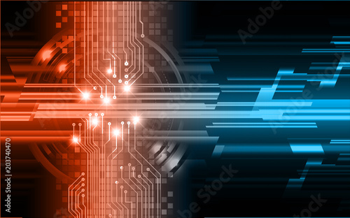 binary circuit board future technology, blue red cyber security concept background, abstract hi speed digital internet.motion move blur. pixel vector © titima157