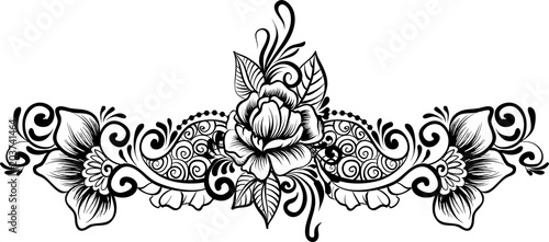 Ethnic indian line art border