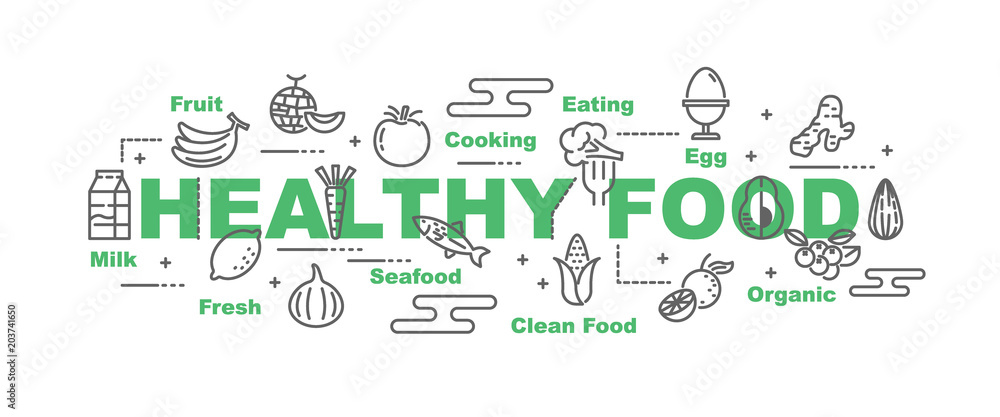 Naklejka transparent wektor zdrowej żywności