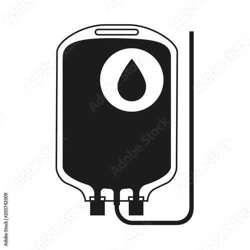 Black and white blood donation bag silhouette