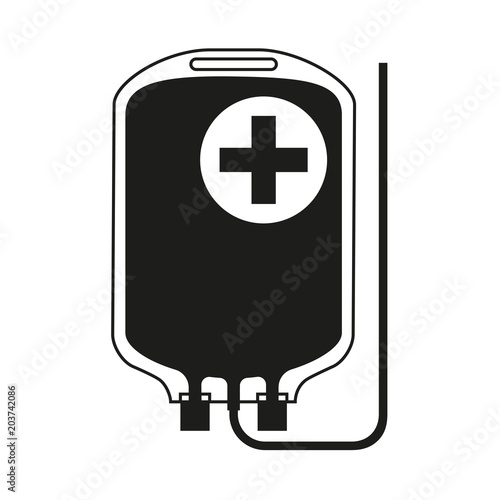 Black and white IV medicine bag silhouette