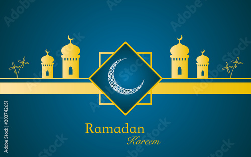Ramadan wishing vector banner. Islamic background. Ramadan Kareem or Eid Mubarak greeting card, advertising or other your content.