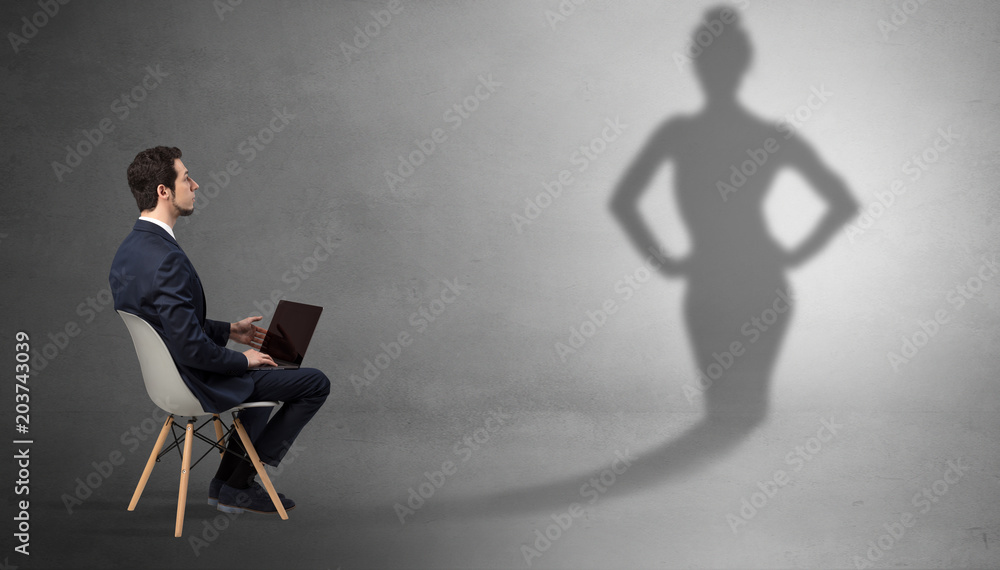 Rich businessman staying and offering stuffs to a pretty shadow woman
Rich businessman staying and offering stuffs to a pretty shadow woman