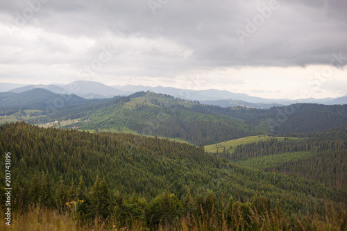 A view of the mountain range in the Carpathian Mountains. Ukraine