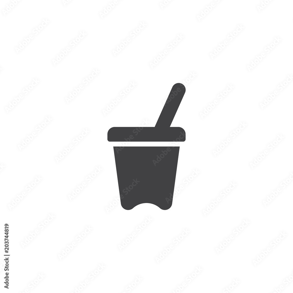 Yogurt cup vector icon. filled flat sign for mobile concept and web design. Dessert food simple solid icon. Symbol, logo illustration. Pixel perfect vector graphics Yogurt cup vector icon. filled flat sign for mobile concept and web design. Dessert food simple solid icon. Symbol, logo illustration. Pixel perfect vector graphics