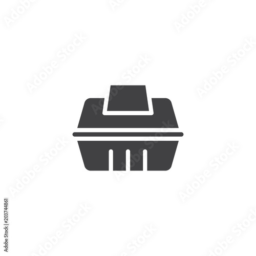 Take away food container vector icon. filled flat sign for mobile concept and web design. Fast food delivery simple solid icon. Symbol, logo illustration. Pixel perfect vector graphics