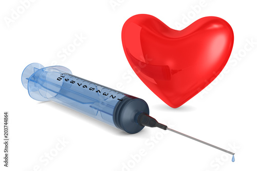 medical syringe and heart o...