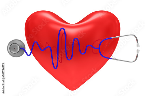 Stethoscope and heart on wh...