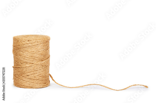 Coil twine isolated on white background, copy space