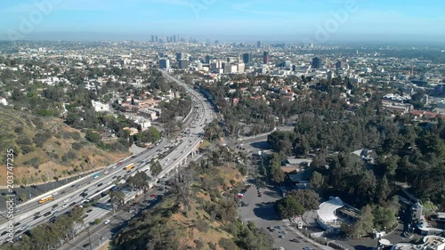 Wallpaper Mural Los Angeles Aerial Shot of Hollywood Skyline and Freeway Traffic Torontodigital.ca