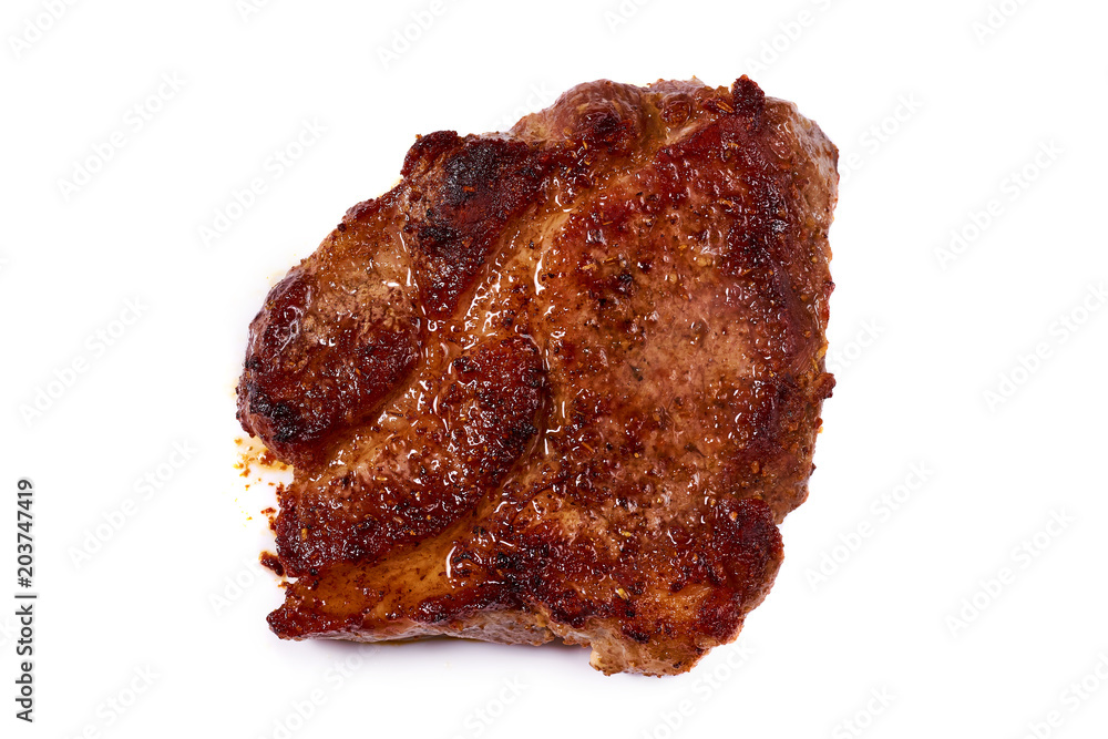 grilled meat steak with spices. Isolated on white background grilled meat steak with spices. Isolated on white background