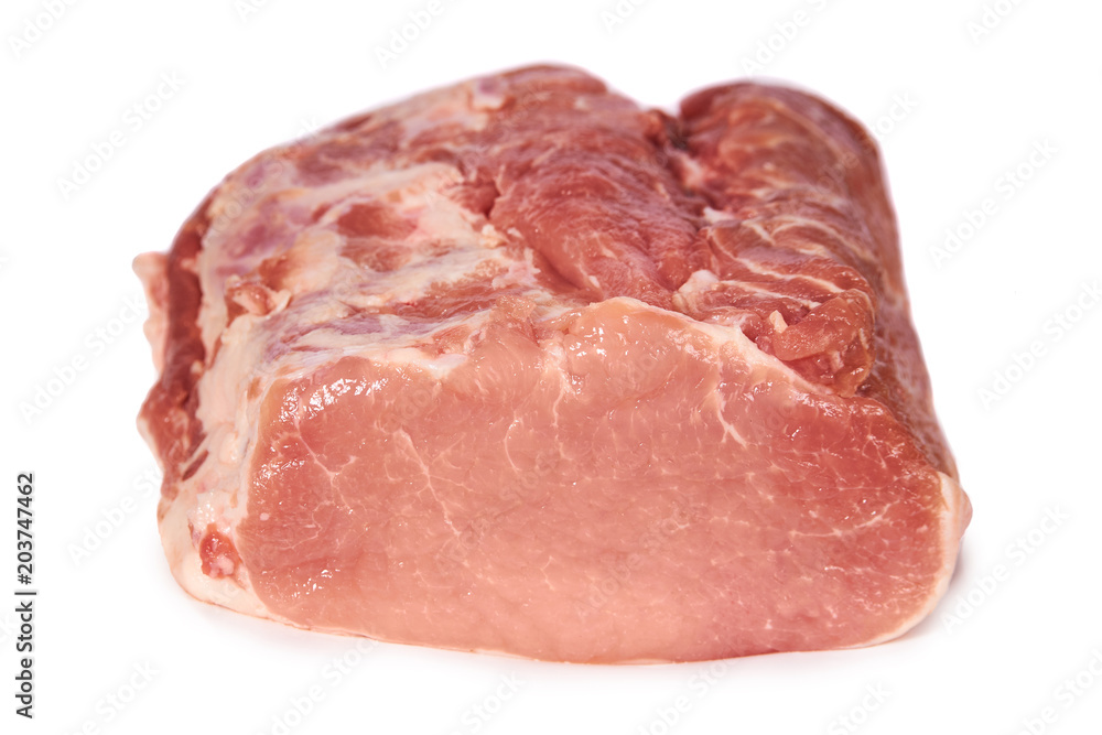 Fresh Pork meat slice. Isolated on a white background Fresh Pork meat slice. Isolated on a white background