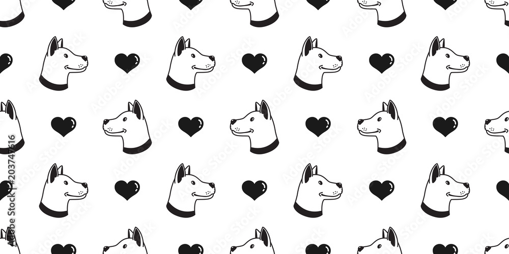 Dog seamless pattern french bulldog vector pug hound heart valentine isolated wallpaper Dog seamless pattern french bulldog vector pug hound heart valentine isolated wallpaper