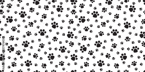 Dog Paw Seamless Pattern vector Cat Paw puppy footprint wallpaper background