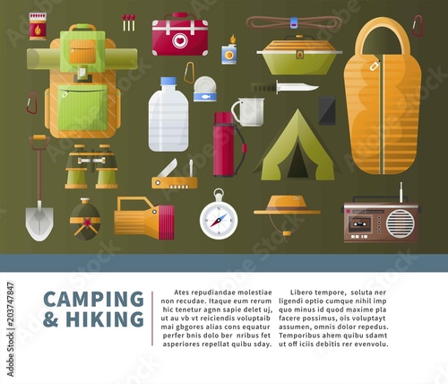 Summer camping and hiking vector poster