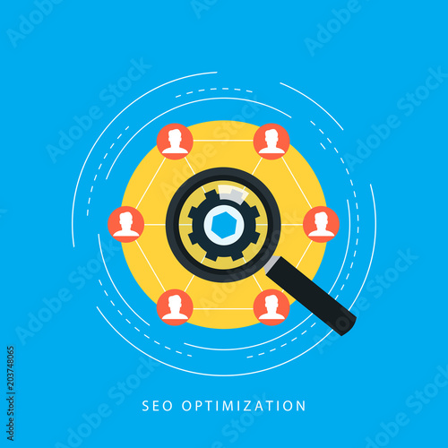 Search engine optimization concept  online ranking  SEO keywording process  SEO website analysis  keywords optimization flat vector illustration design. Design for web banners and apps