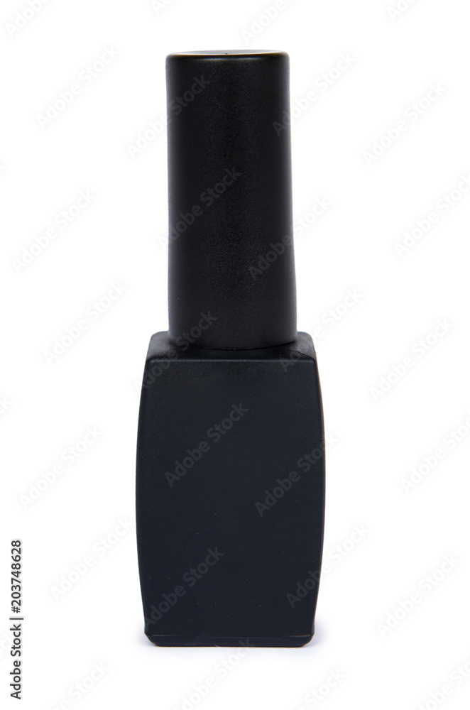 Black nail polish bottle isolated on white background Black nail polish bottle isolated on white background
