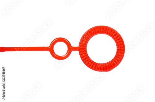 Blue soap bubble wand isolated on white background