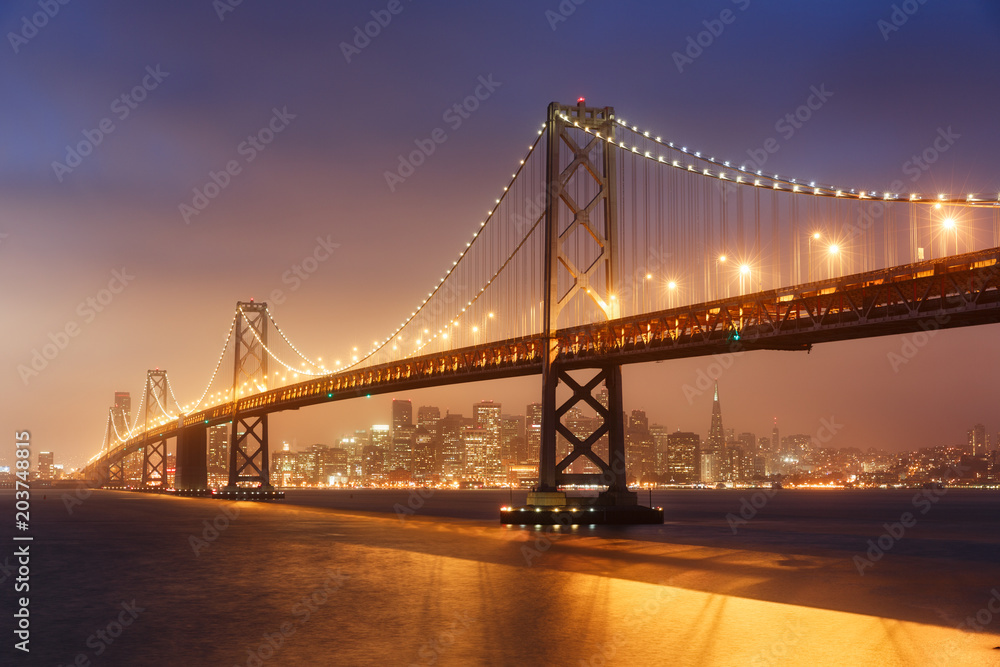 San Francisco Bay Bridge at night