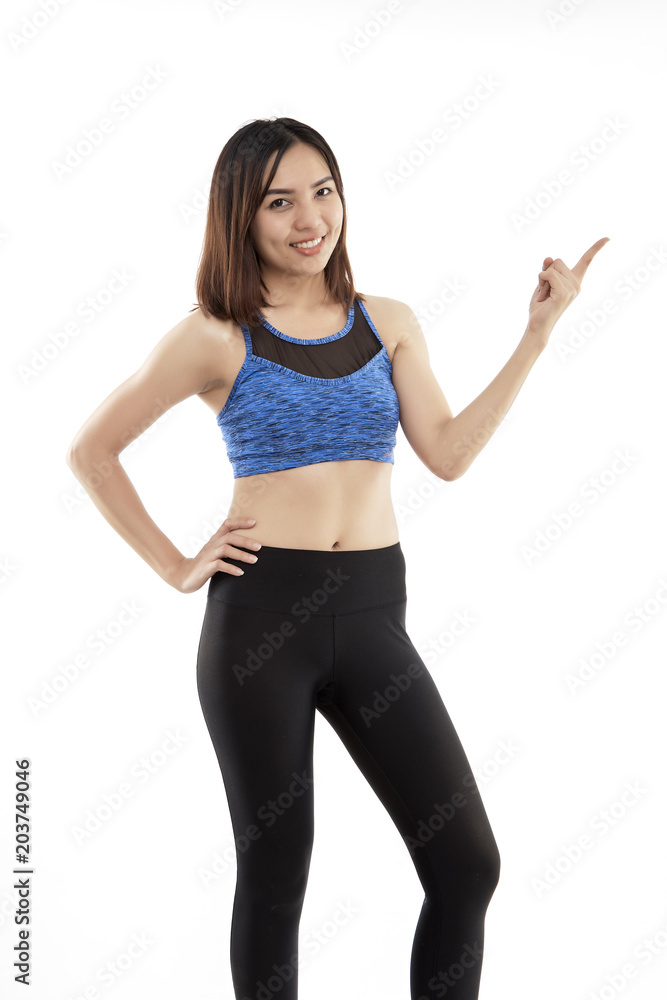 Asian short hair in a fitness suit Asian short hair in a fitness suit