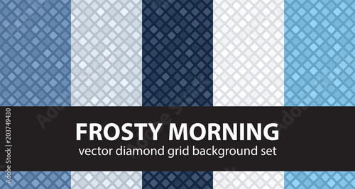 Diamond pattern set Frosty Morning. Vector seamless geometric backgrounds