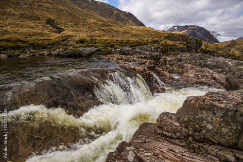 Glen Etive Waterfall Poster - a view of this famous Scottish Glen