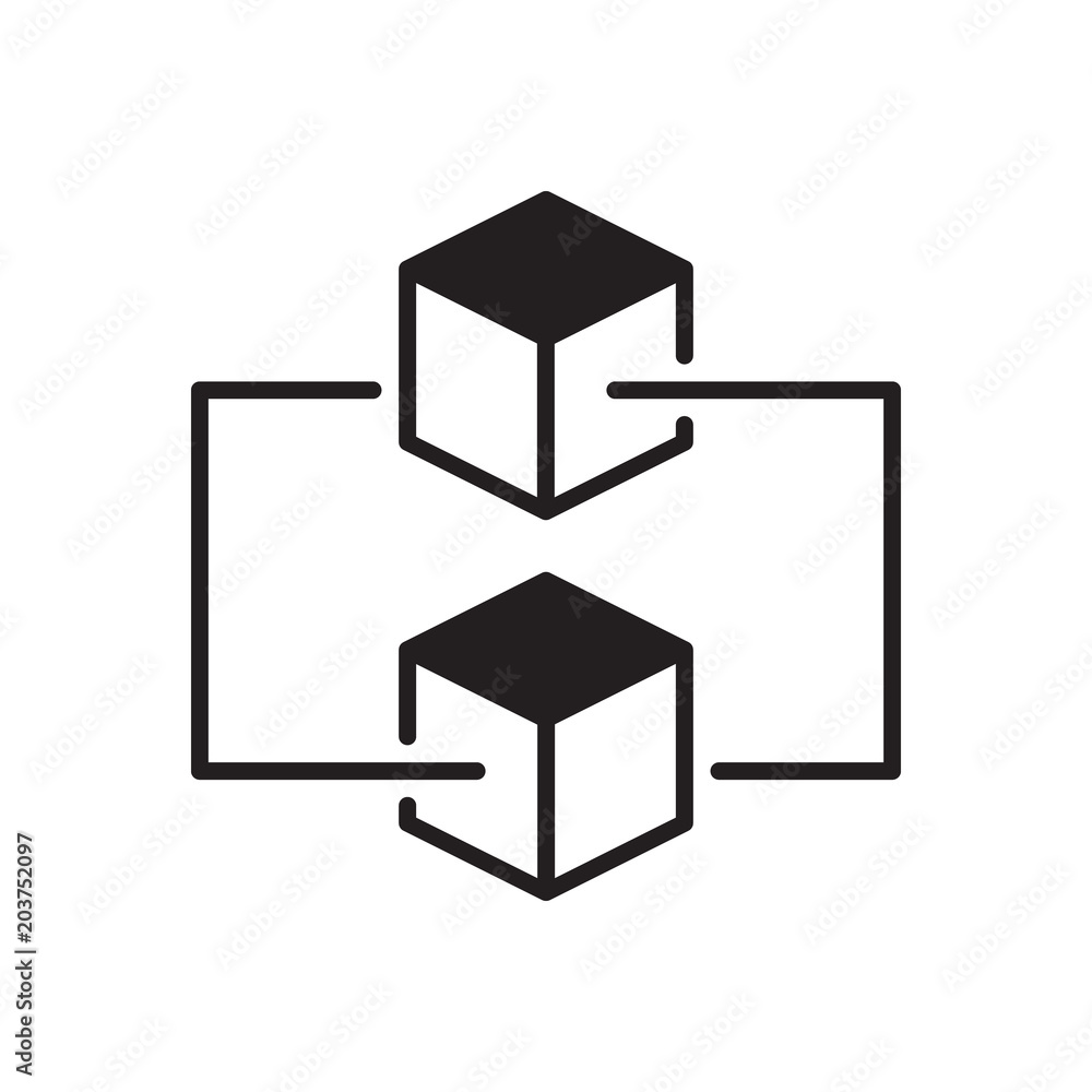 Two cubes icon. Vector block chain symbol Two cubes icon. Vector block chain symbol