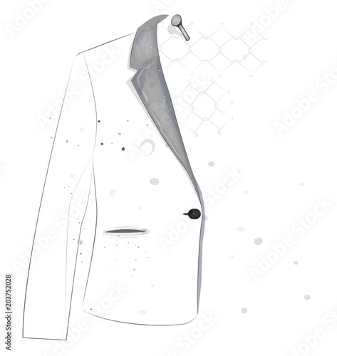 fashion. A jacket. The outlines of the jacket. Nail in the wall. Fashionable illustration