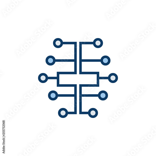 Digital brain icon - vector electric circuit brain AI symbol