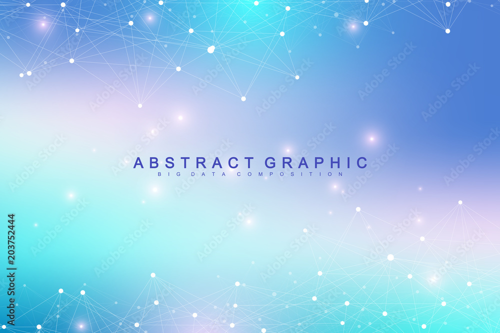 Geometric graphic background molecule and communication. Big data complex with compounds. Perspective backdrop. Minimal array. Digital data visualization. Scientific cybernetic vector illustration. Geometric graphic background molecule and communication. Big data complex with compounds. Perspective backdrop. Minimal array. Digital data visualization. Scientific cybernetic vector illustration.