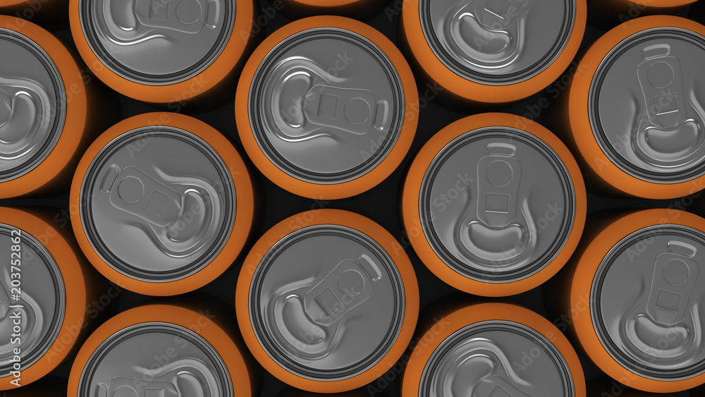 Big orange soda cans on white background Big orange soda cans on white background