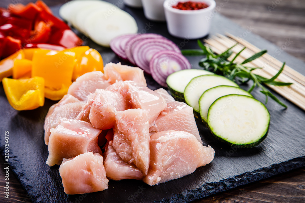 Raw chicken strips with vegetables Stock Photo Adobe Stock