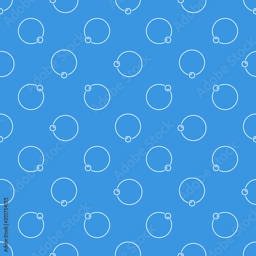 Blue vector seamless pattern made with captive ring linear icons