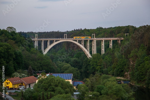 Bechyne Bridge Duha over Luznice river. Czech Republic.