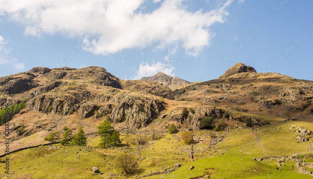 View of the Langdale fells in Cumbria
