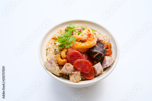  Rice Baked taro, Chinese sausage, Shiitake mushrooms. Asian food