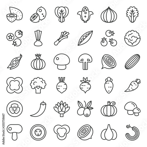 Vegetable icon set 2/2, line icon