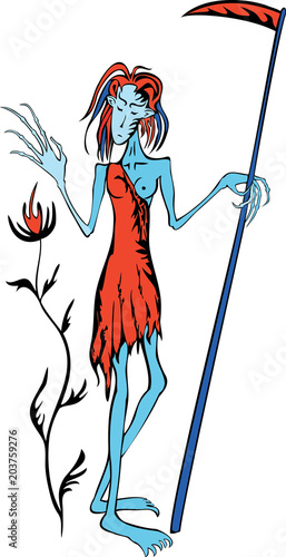 A dark witch with a scythe