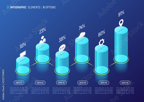 Modern isometric infographic design, chart, template, concept wi