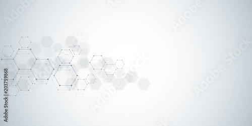 Molecular structure background. Abstract background with molecule DNA. Geometric shape with hexagons.