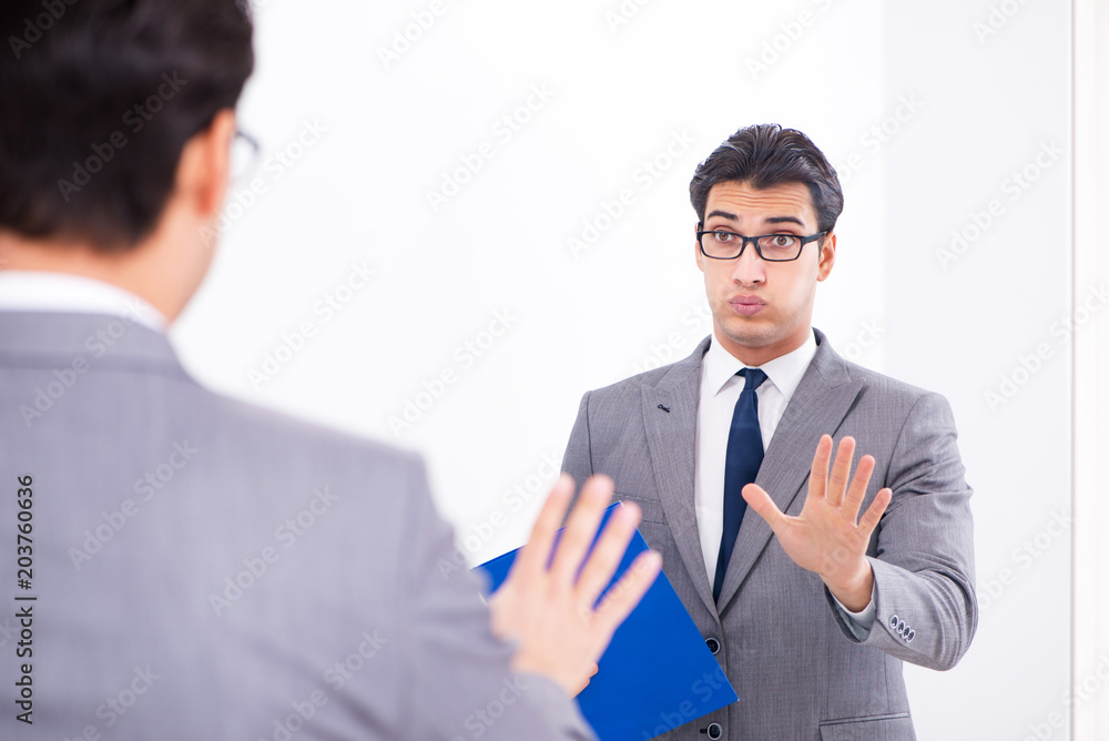 Politician planning speach in front of mirror Politician planning speach in front of mirror